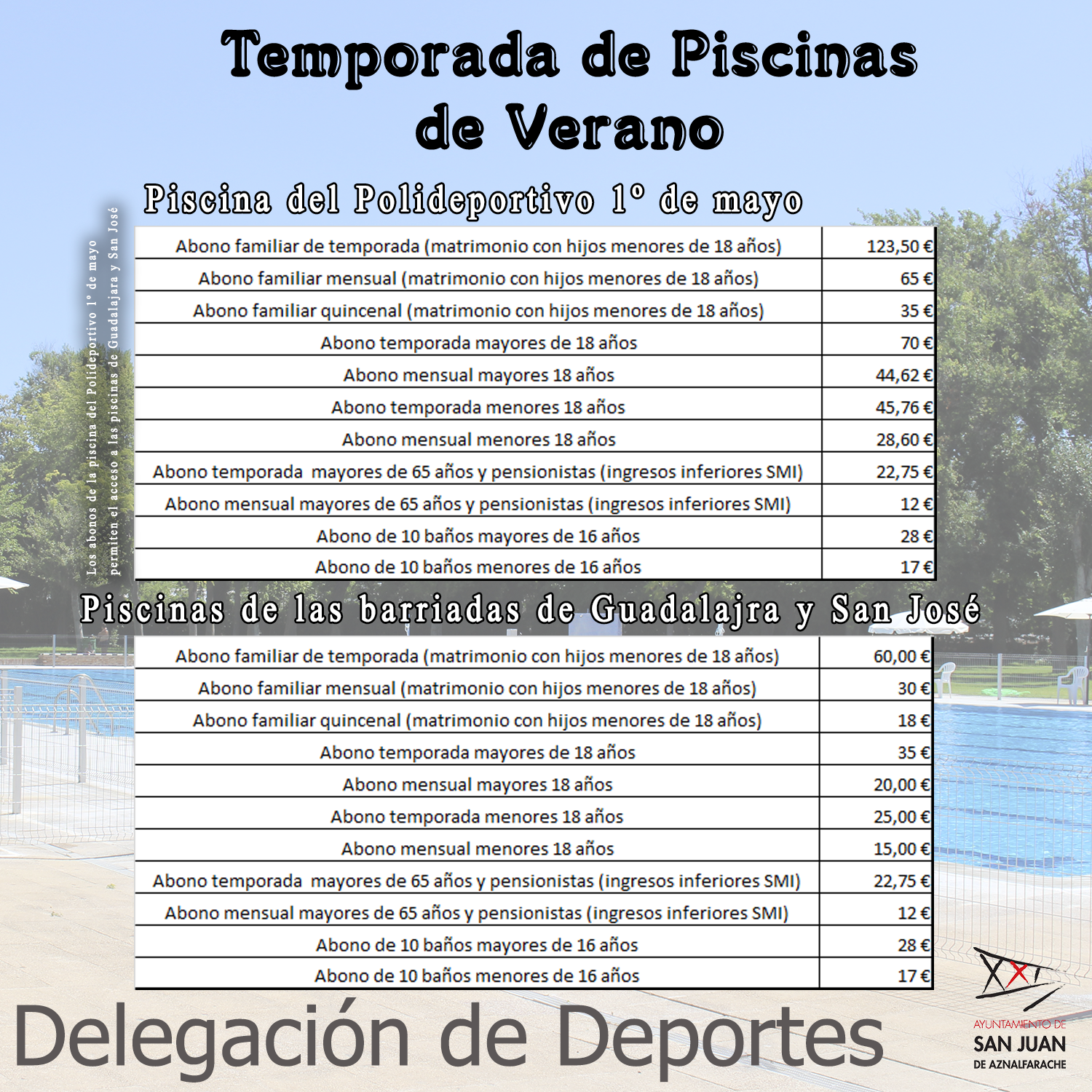 información piscinas de verano precios 23