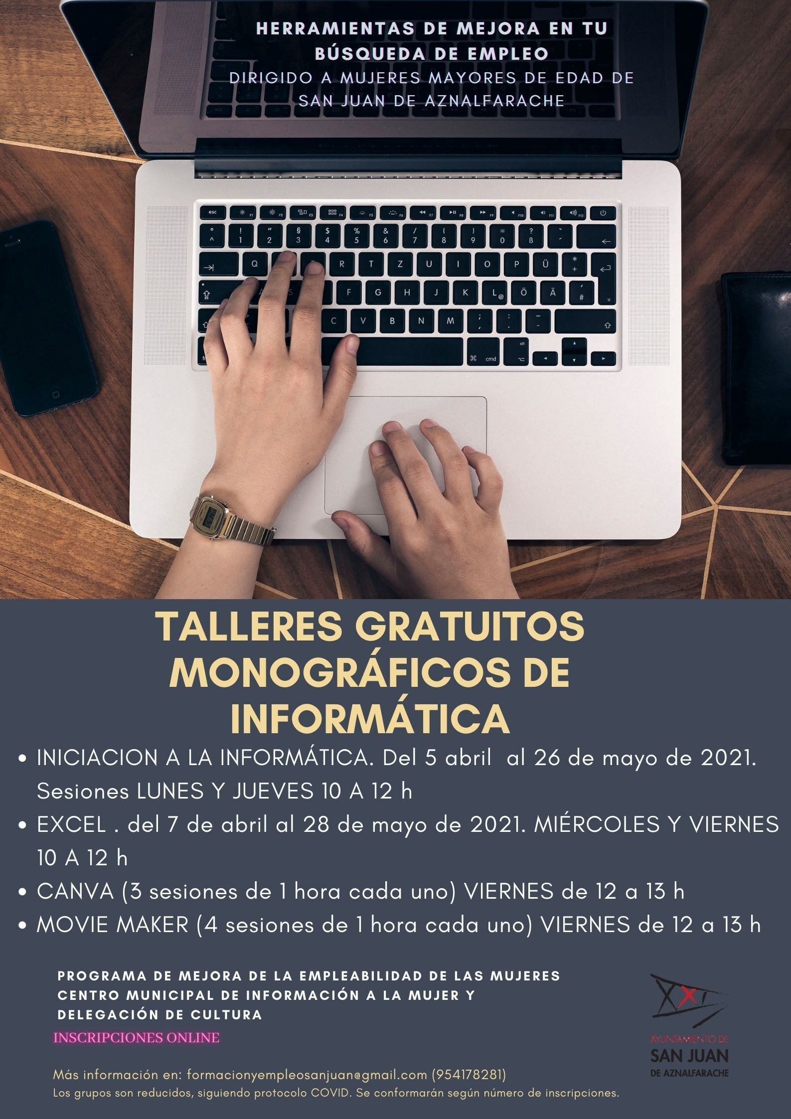 Cartel cursos informática marzo 2021