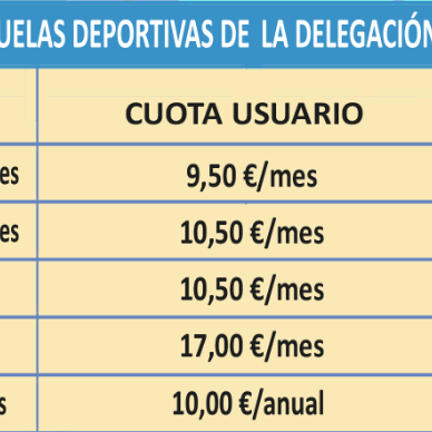Precio escuelas deportivas