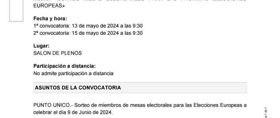 Convocatoria Pleno 13 05 2024