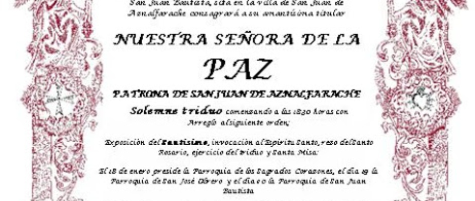 Cartel de los cultos por el Día de la Virgen de la Paz